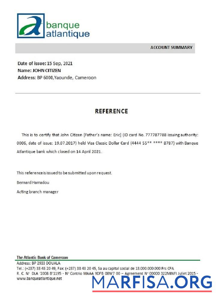 Downloadable Cameroon The Atlantic Bank closure reference download for verification